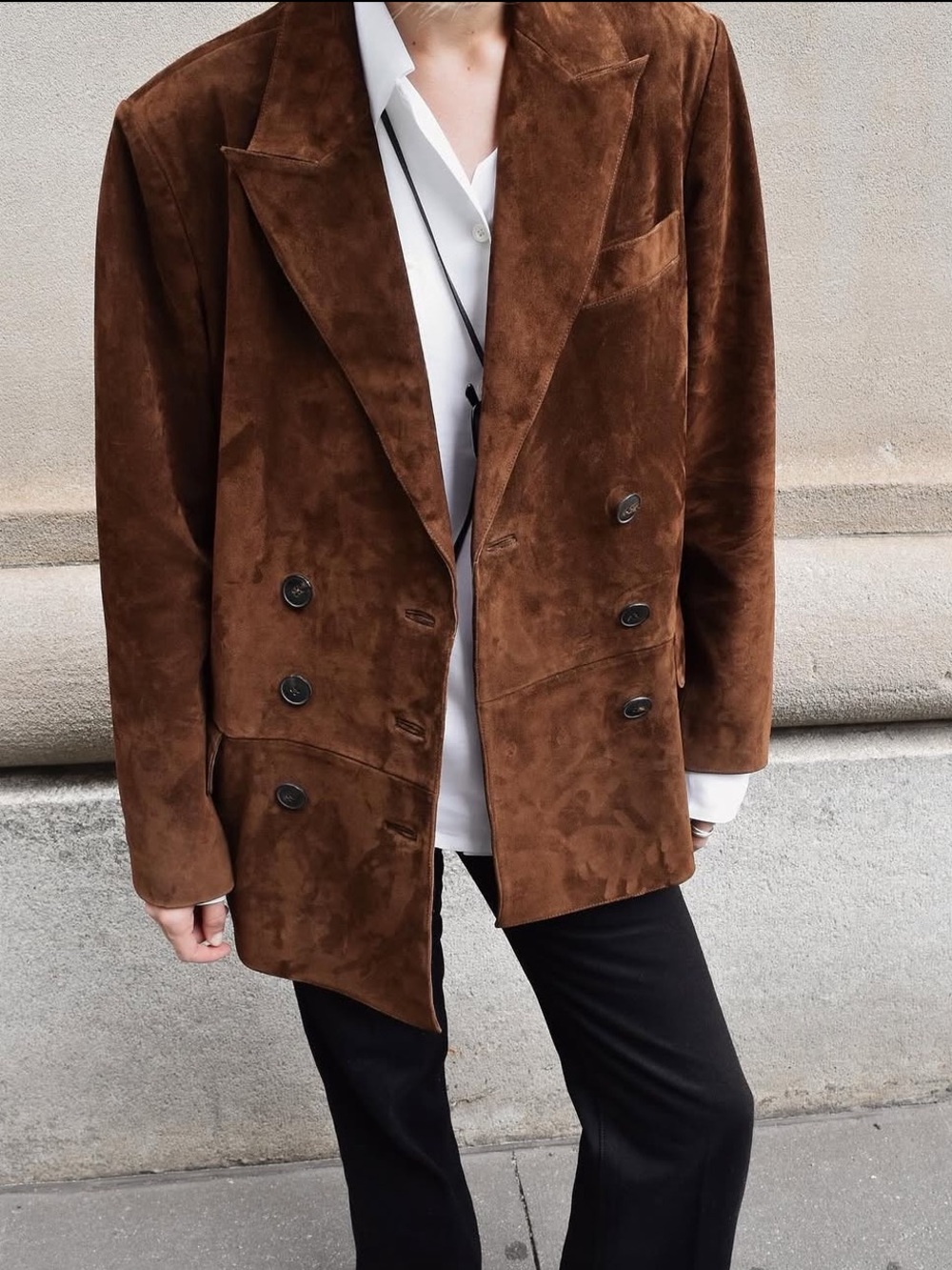 Madewell Brown Double-Breasted Suede Blazer